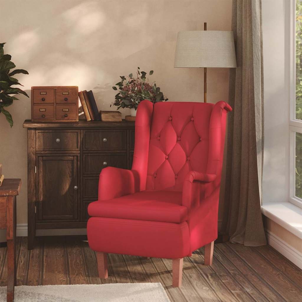 vidaXL Fauteuil met massief rubberwood poten fluweel wijnrood