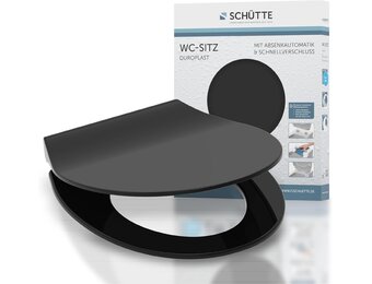 Schütte 82710 Slim, Duroplast softclose-mechanisme, deksel met snelsluiting voor eenvoudige reiniging, zitting geschikt voor alle gangbare toiletpotten, zwart, zwart