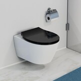 Schütte 82710 Slim, Duroplast softclose-mechanisme, deksel met snelsluiting voor eenvoudige reiniging, zitting geschikt voor alle gangbare toiletpotten, zwart, zwart