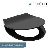 Schütte 82710 Slim, Duroplast softclose-mechanisme, deksel met snelsluiting voor eenvoudige reiniging, zitting geschikt voor alle gangbare toiletpotten, zwart, zwart