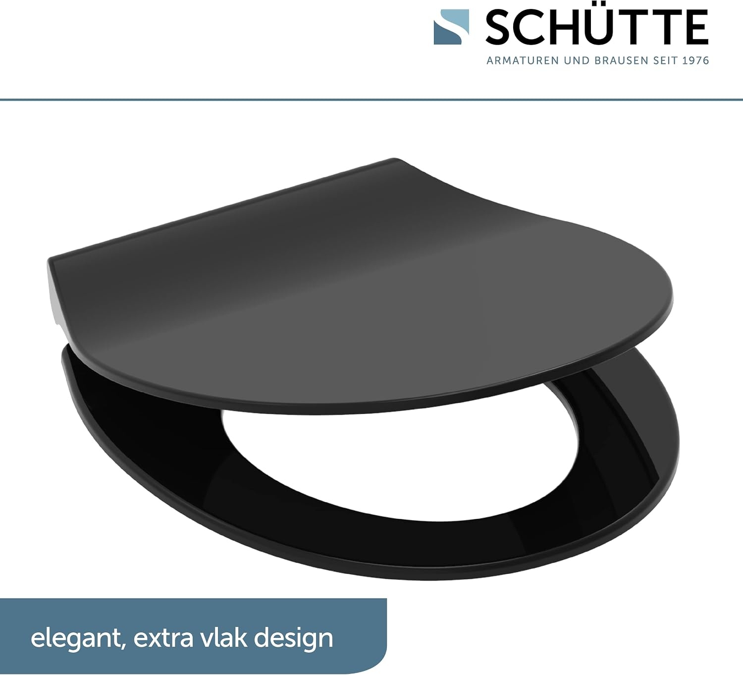 Schütte 82710 Slim, Duroplast softclose-mechanisme, deksel met snelsluiting voor eenvoudige reiniging, zitting geschikt voor alle gangbare toiletpotten, zwart, zwart