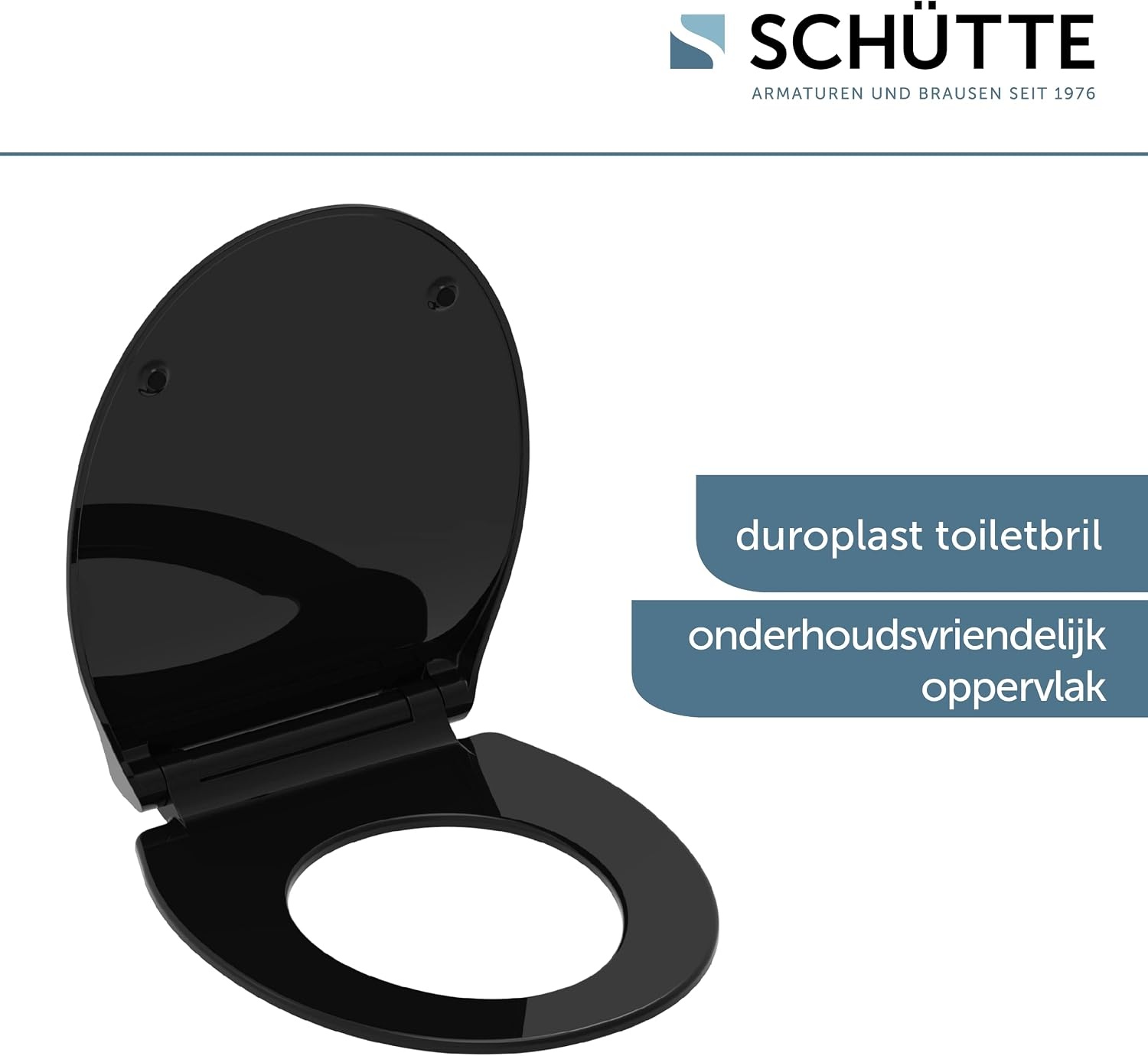 Schütte 82710 Slim, Duroplast softclose-mechanisme, deksel met snelsluiting voor eenvoudige reiniging, zitting geschikt voor alle gangbare toiletpotten, zwart, zwart