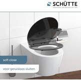 Schütte 82710 Slim, Duroplast softclose-mechanisme, deksel met snelsluiting voor eenvoudige reiniging, zitting geschikt voor alle gangbare toiletpotten, zwart, zwart