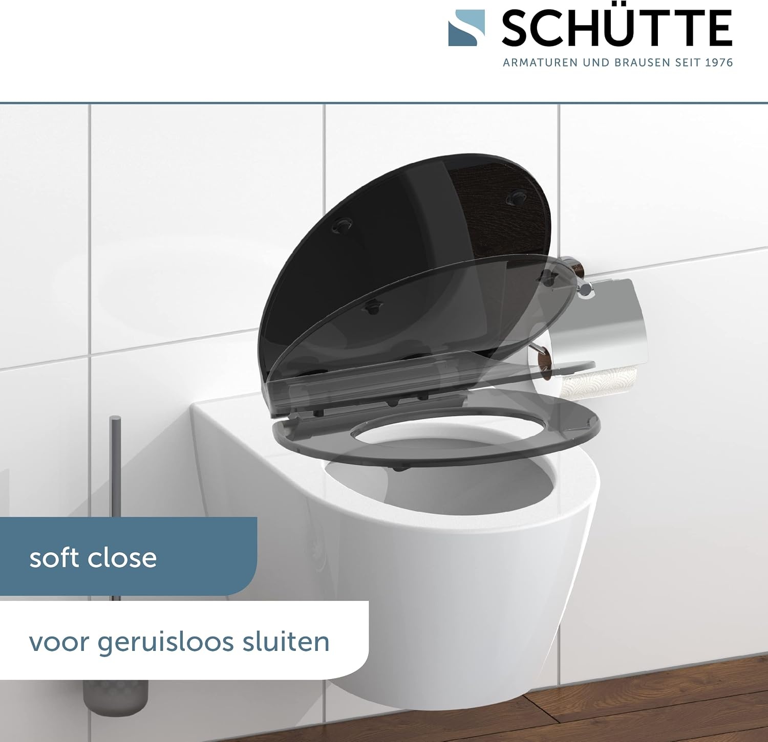 Schütte 82710 Slim, Duroplast softclose-mechanisme, deksel met snelsluiting voor eenvoudige reiniging, zitting geschikt voor alle gangbare toiletpotten, zwart, zwart