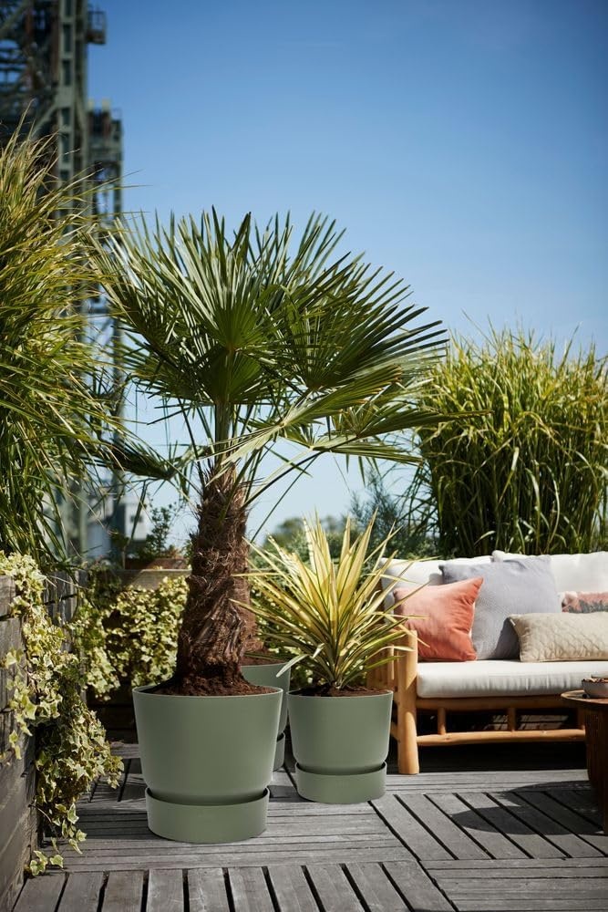 Elho Greenville Round 30cm Bloempot - Blad Groen