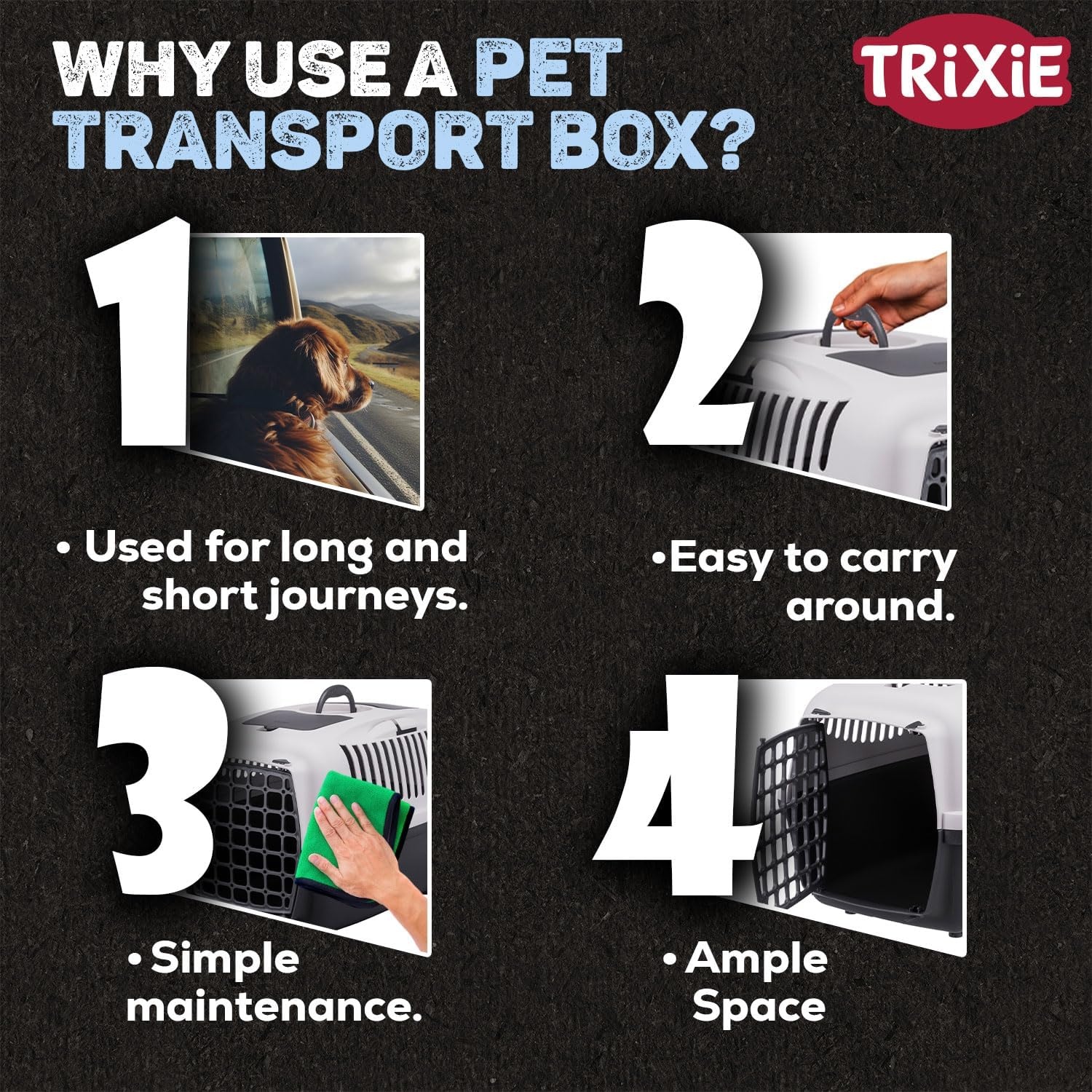 Trixie 39831 transportbox Capri 3, S: 40 × 38 × 61 cm, donkergrijs/lichtgrijs