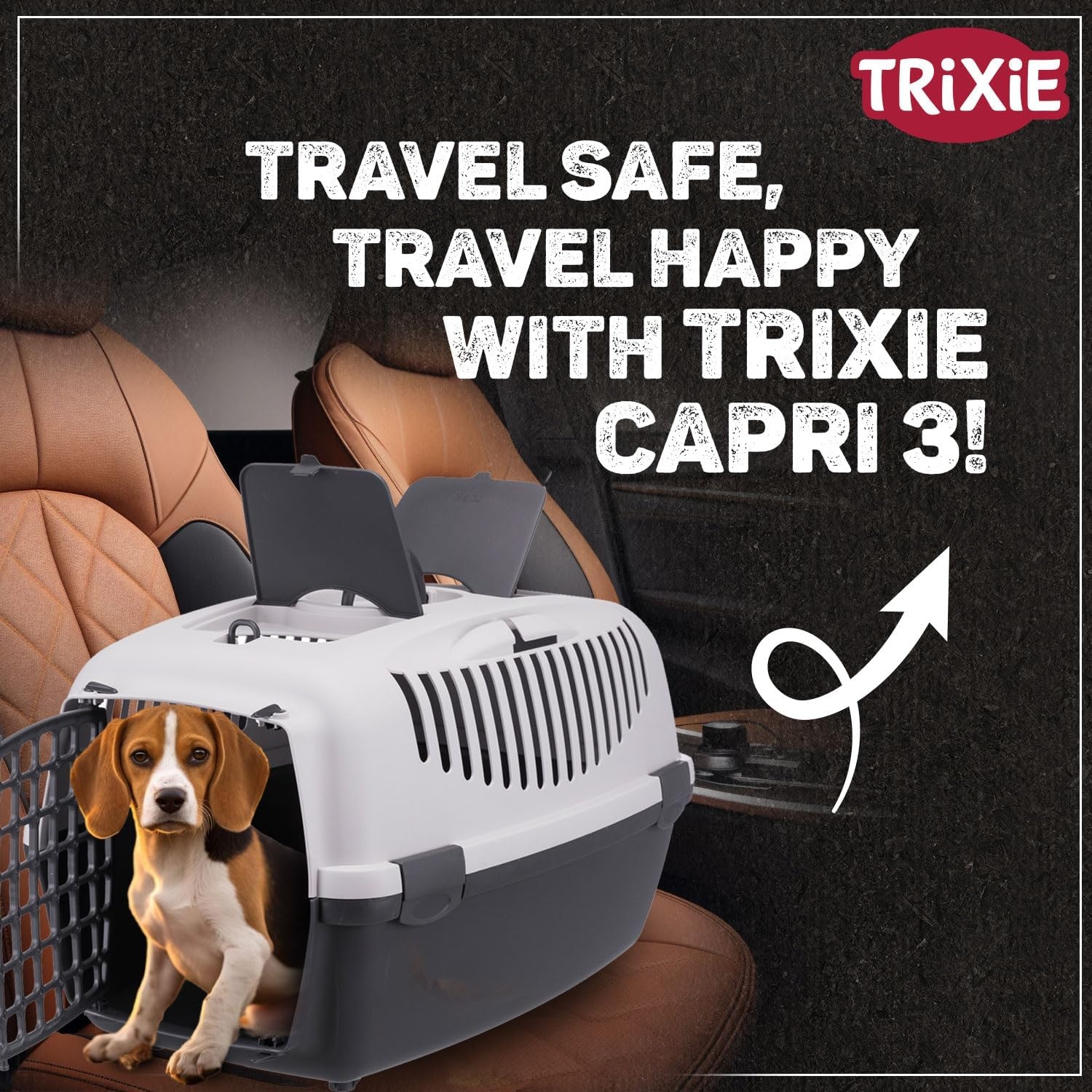 Trixie 39831 transportbox Capri 3, S: 40 × 38 × 61 cm, donkergrijs/lichtgrijs