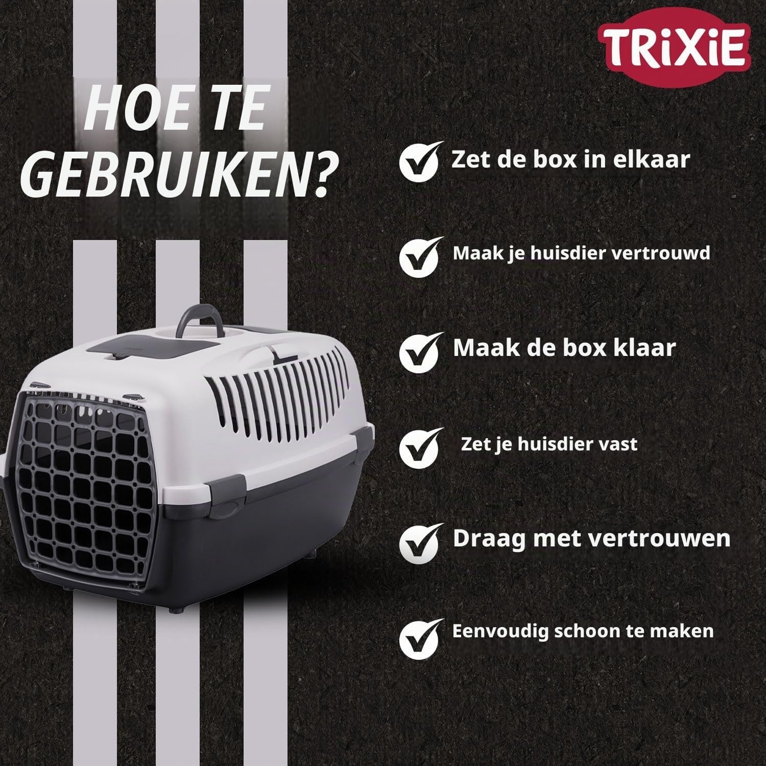 Trixie 39831 transportbox Capri 3, S: 40 × 38 × 61 cm, donkergrijs/lichtgrijs
