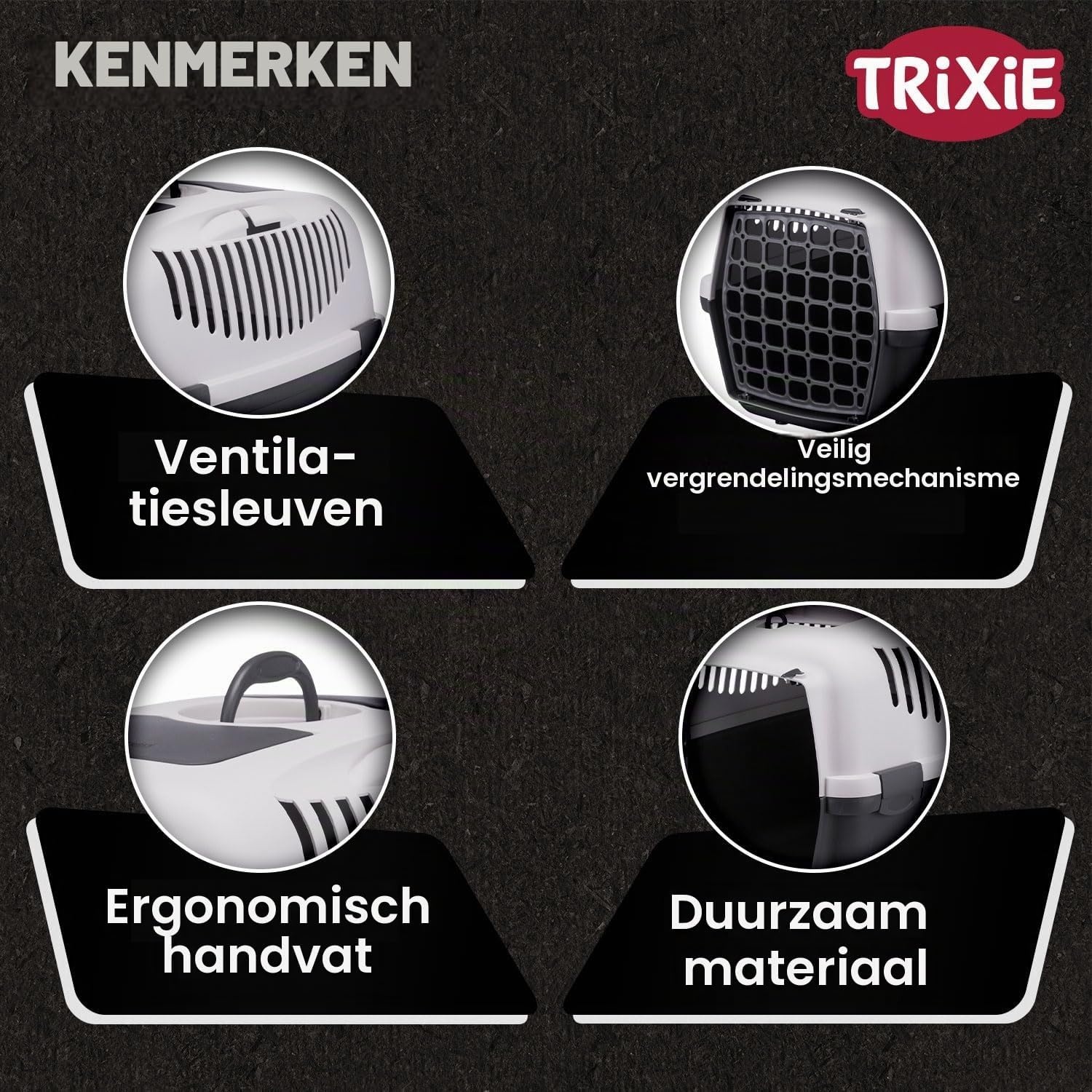 Trixie 39831 transportbox Capri 3, S: 40 × 38 × 61 cm, donkergrijs/lichtgrijs