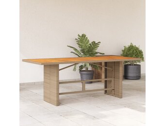 vidaXL Tuintafel met acaciahouten blad 190x80x74 cm poly rattan beige