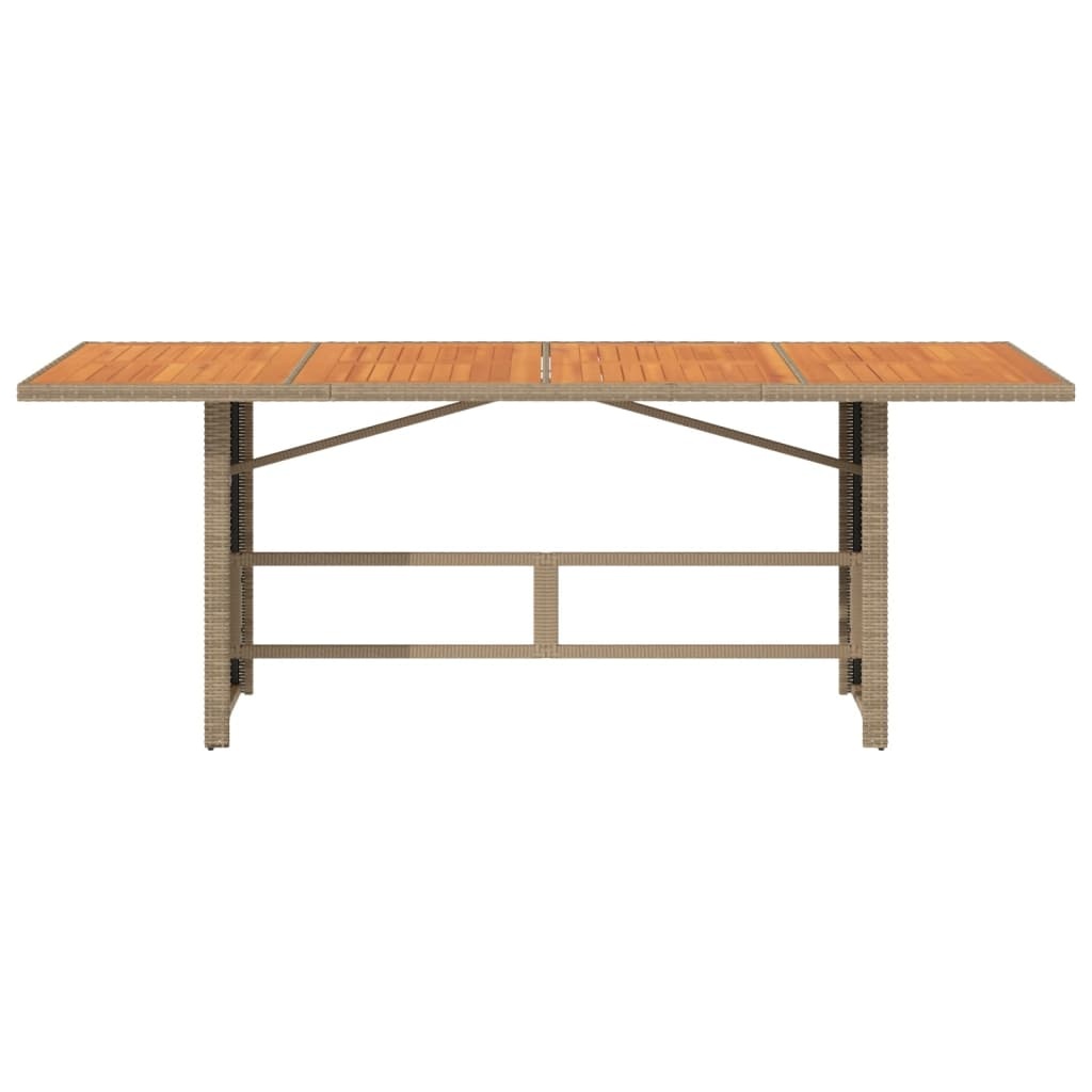 vidaXL Tuintafel met acaciahouten blad 190x80x74 cm poly rattan beige