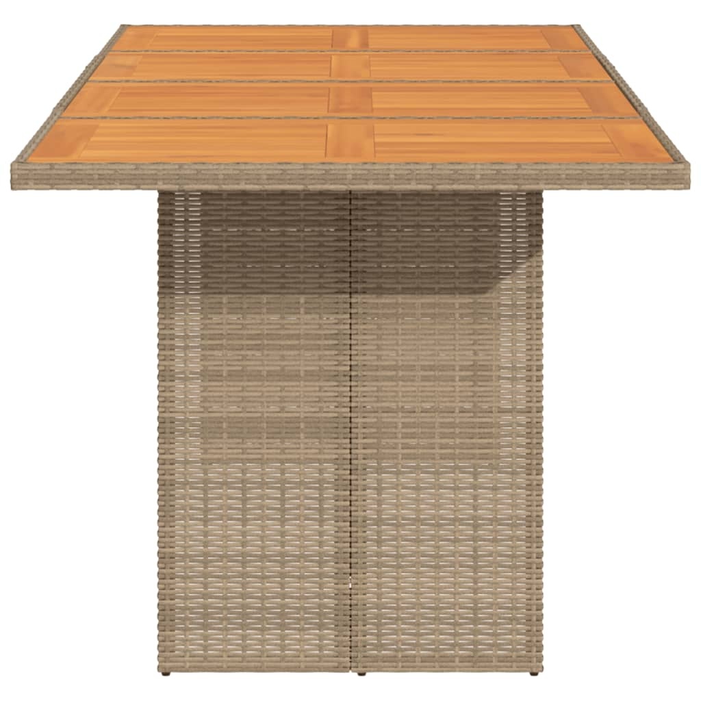 vidaXL Tuintafel met acaciahouten blad 190x80x74 cm poly rattan beige