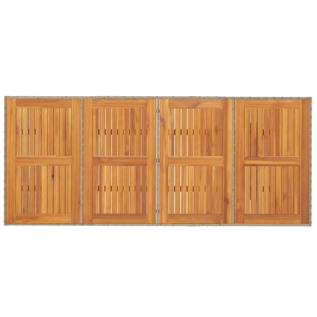 vidaXL Tuintafel met acaciahouten blad 190x80x74 cm poly rattan beige