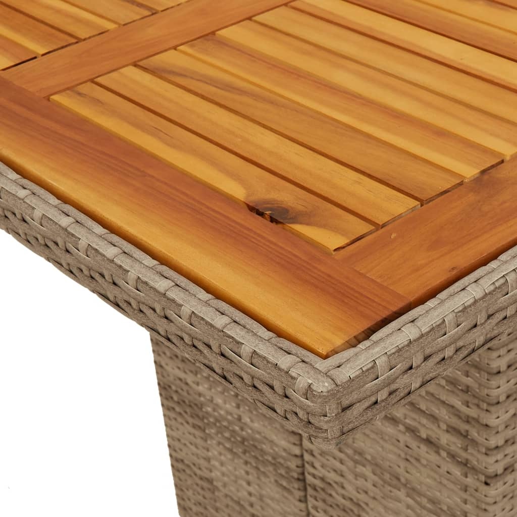 vidaXL Tuintafel met acaciahouten blad 190x80x74 cm poly rattan beige
