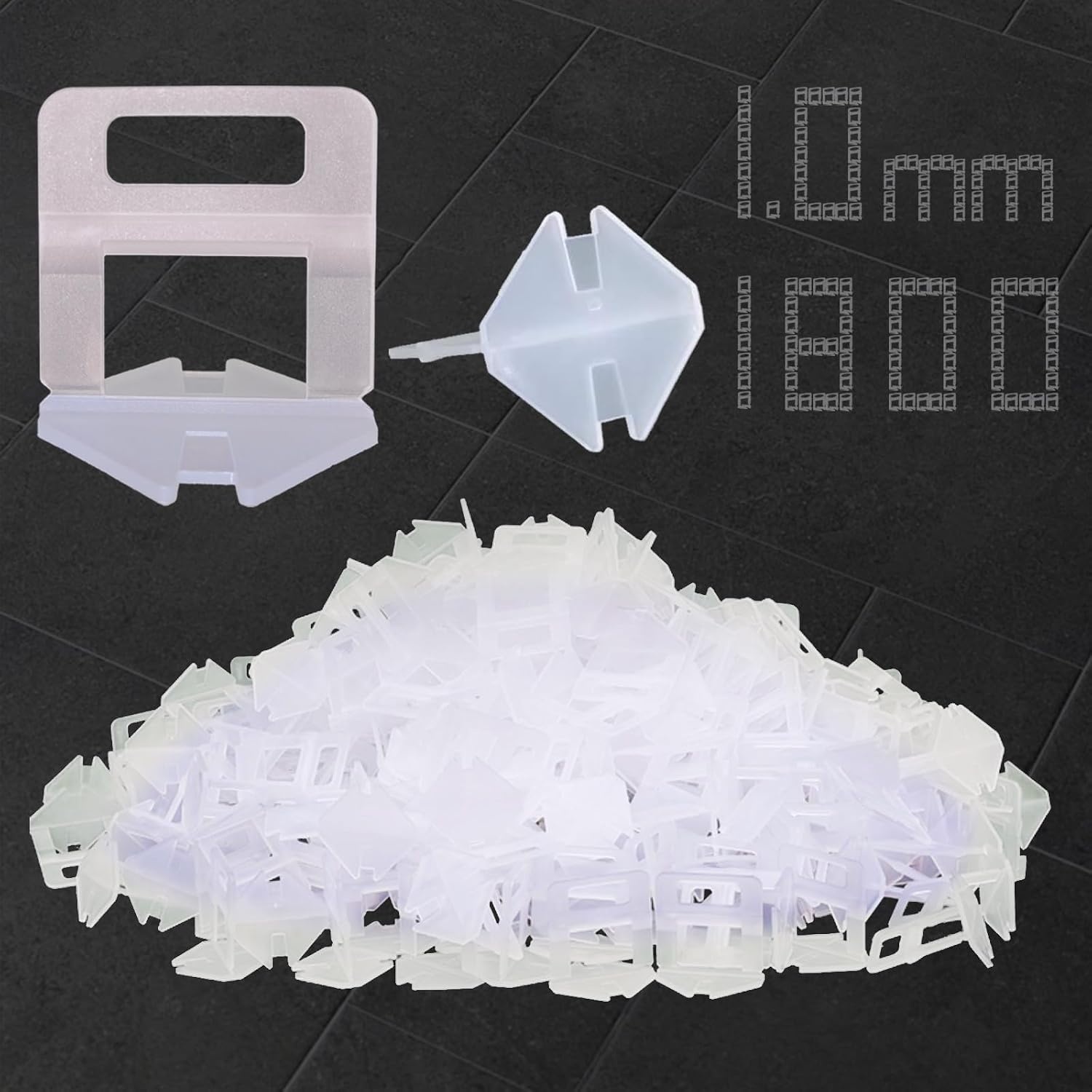 Tegelnivelleersysteem 1,0 mm Clips (1800 stuks) - 24% Korting - Transparant M