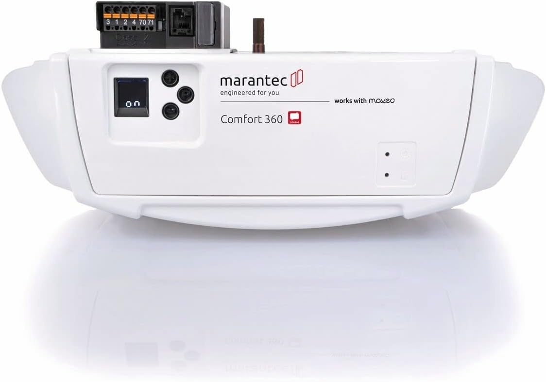 Marantec Comfort 360 Garagedeuraandrijving, set incl. 2 handzenders, elektrische poortaandrijving voor garagedeuren, sectionele deuren en draaipoorten, wit