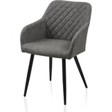 TUKAILAI Eetkamerstoelen, 1 stuks, kunstleer, beklede stoel, woonkamerstoel, stoel met armleuningen, rugleuning, metalen poten, moderne stoelen voor keuken, eetkamer, woonkamer, slaapkamer, lichtgrijs