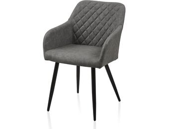 TUKAILAI Eetkamerstoelen, 1 stuks, kunstleer, beklede stoel, woonkamerstoel, stoel met armleuningen, rugleuning, metalen poten, moderne stoelen voor keuken, eetkamer, woonkamer, slaapkamer, lichtgrijs