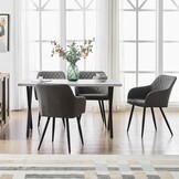 TUKAILAI Eetkamerstoelen, 1 stuks, kunstleer, beklede stoel, woonkamerstoel, stoel met armleuningen, rugleuning, metalen poten, moderne stoelen voor keuken, eetkamer, woonkamer, slaapkamer, lichtgrijs