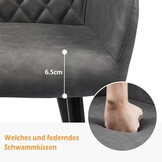 TUKAILAI Eetkamerstoelen, 1 stuks, kunstleer, beklede stoel, woonkamerstoel, stoel met armleuningen, rugleuning, metalen poten, moderne stoelen voor keuken, eetkamer, woonkamer, slaapkamer, lichtgrijs