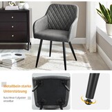 TUKAILAI Eetkamerstoelen, 1 stuks, kunstleer, beklede stoel, woonkamerstoel, stoel met armleuningen, rugleuning, metalen poten, moderne stoelen voor keuken, eetkamer, woonkamer, slaapkamer, lichtgrijs