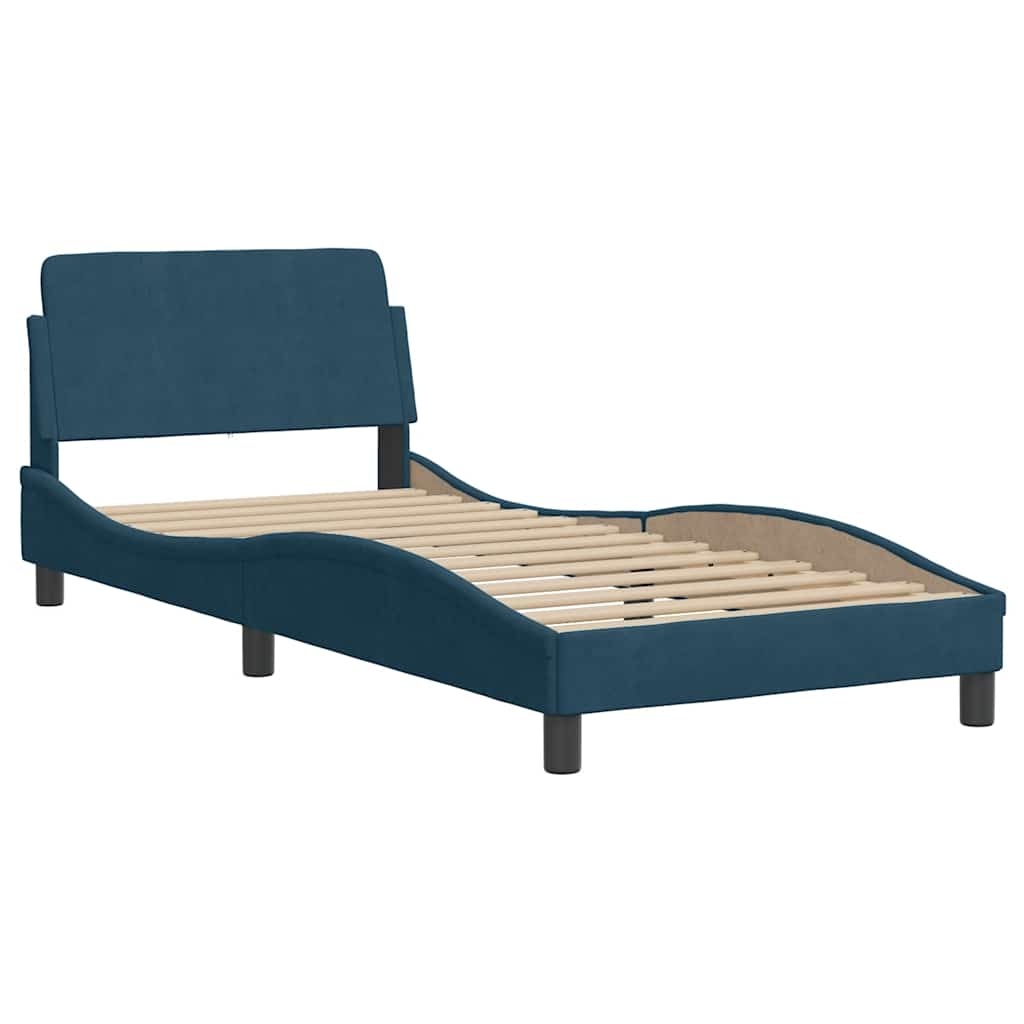 vidaXL Bedframe met hoofdeinde "Dover" fluweel blauw 90x190 cm