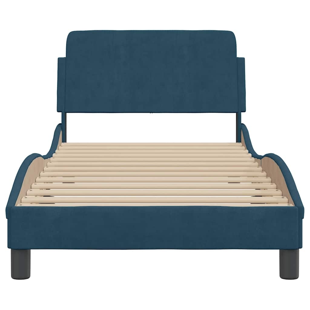 vidaXL Bedframe met hoofdeinde "Dover" fluweel blauw 90x190 cm
