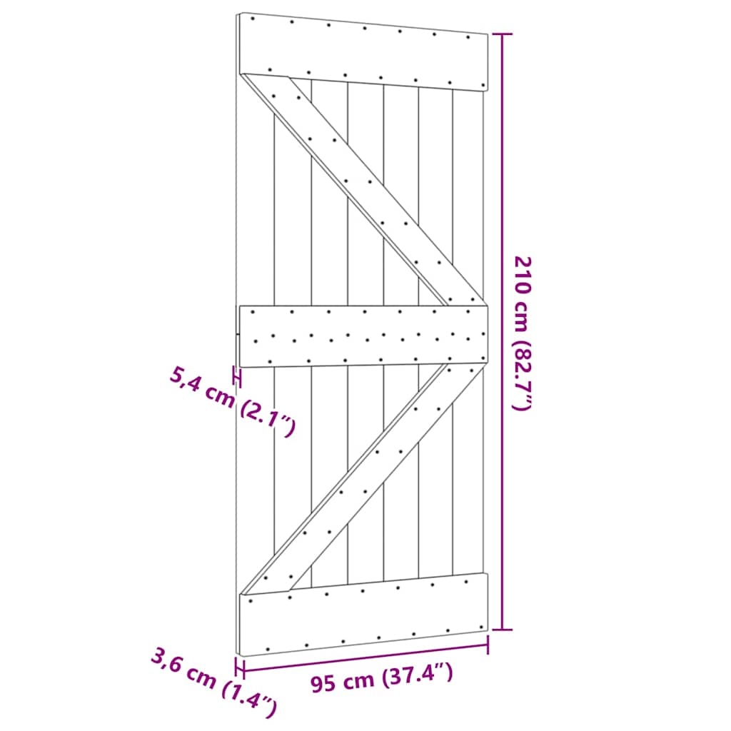 vidaXL Deur NARVIK 95x210 cm massief grenenhout