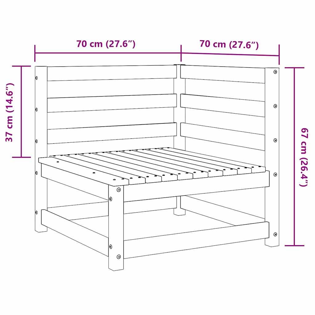 vidaXL Tuinhoekbank 2 st 70x70x67 cm massief grenenhout wasbruin