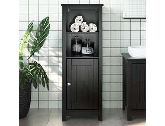 vidaXL Badkamerkast BERG 40x34x110 cm massief grenenhout zwart