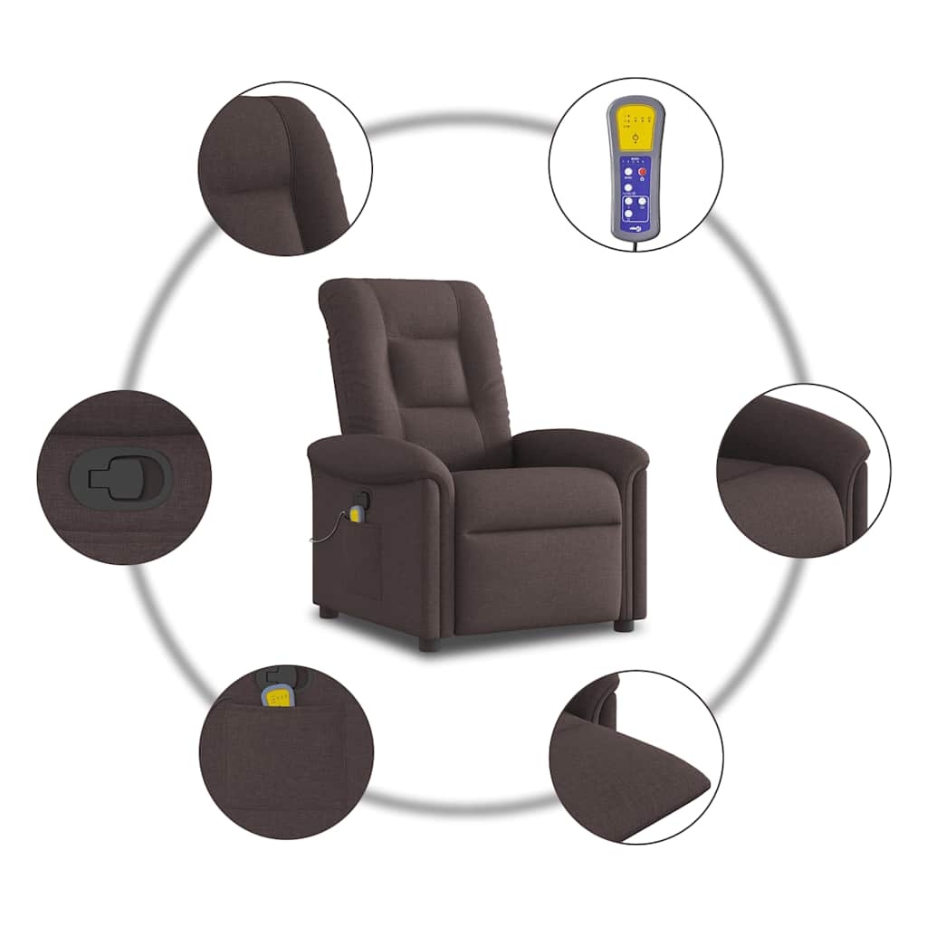 Verstelbare Massagestoel Stof Donkerbruin - 25% Korting
