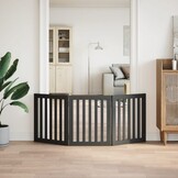 vidaXL Hondenhek inklapbaar 3 panelen 150 cm populierenhout zwart