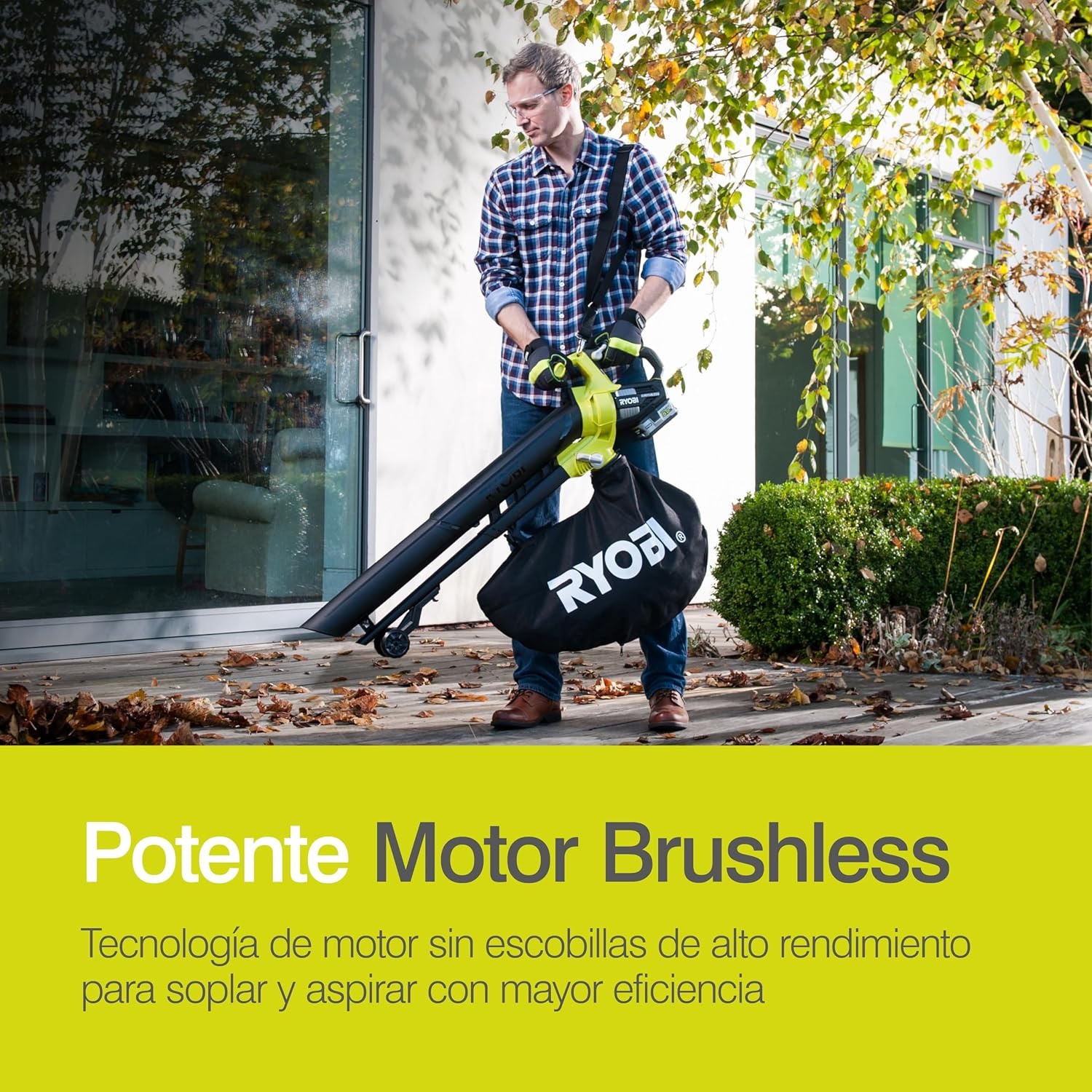 RYOBI - 18 Volt ONE+ draadloze stofzuigmachine en -versnipperaar - Borstelloos - 201 km/u - OBV18