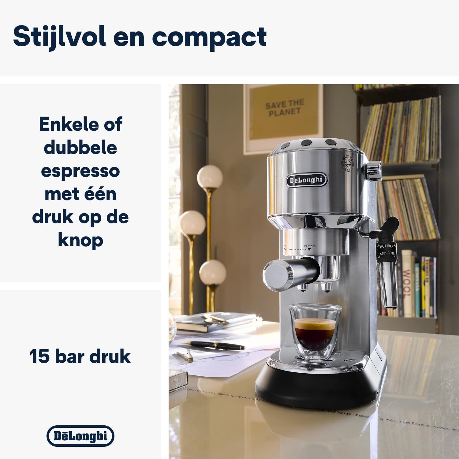De'Longhi Dedica Style EC685M Espressomachine - Zwart - 15 bar