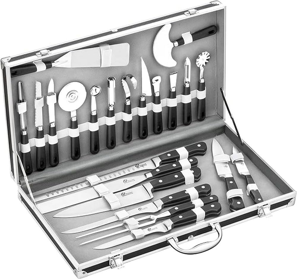 Pradel Excellence Keukengerei Koffer - 22-Delige Messenset - Zwart - 50 x 28 cm
