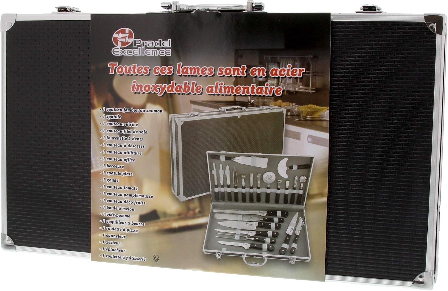 Pradel Excellence Keukengerei Koffer - 22-Delige Messenset - Zwart - 50 x 28 cm