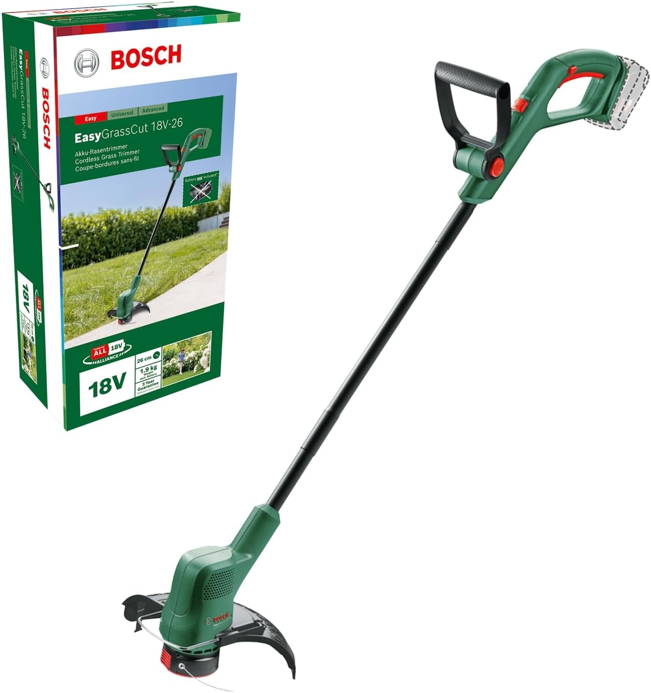 Bosch Accu Gazontrimmer EasyGrassCut 18V-26 - 26 cm - Groen - Exclusief Accu en Lader