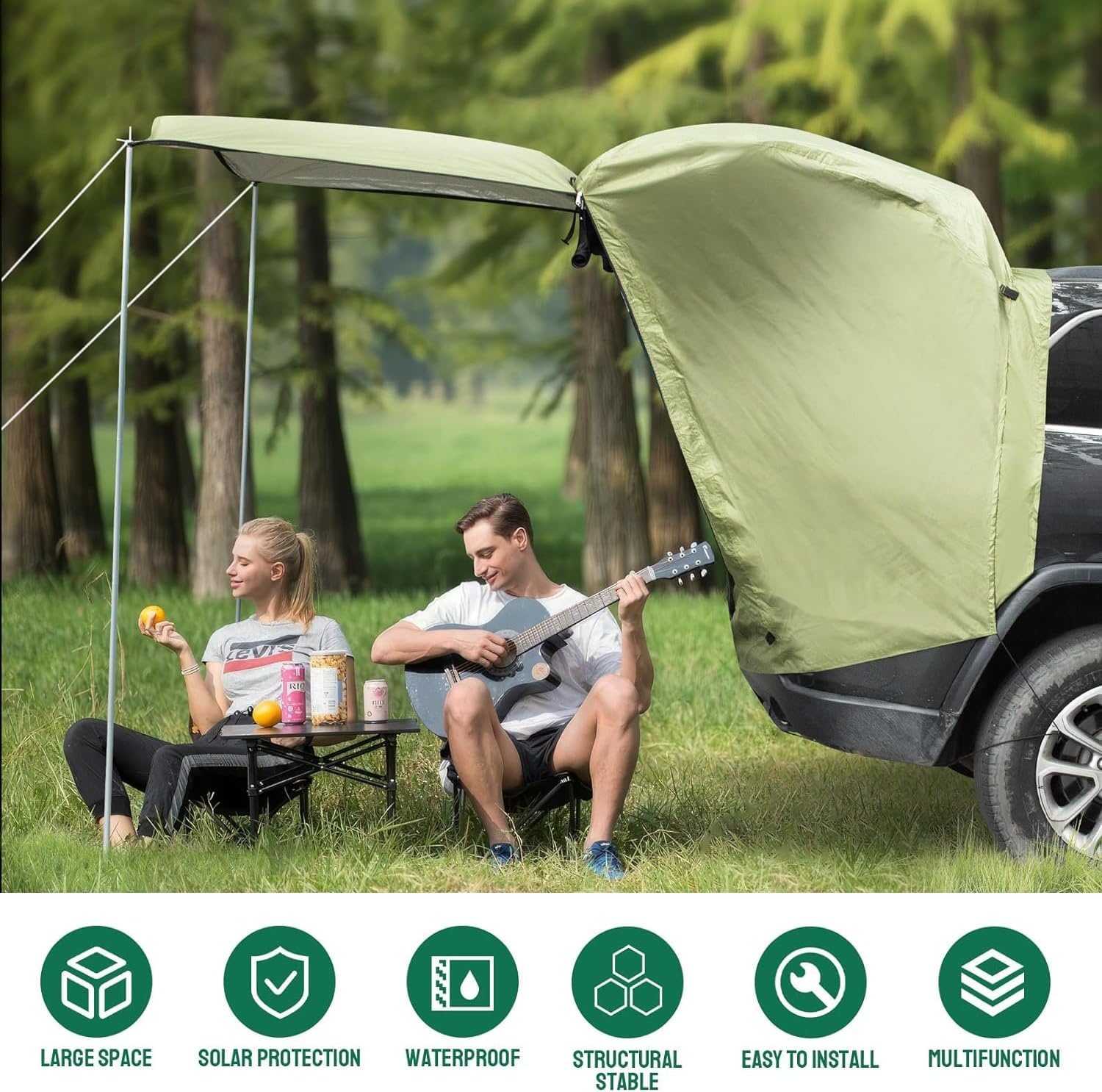 TOOSOAR Universele Achterkleptent voor Auto en SUV - Groen - 200 x 120 x 240 cm