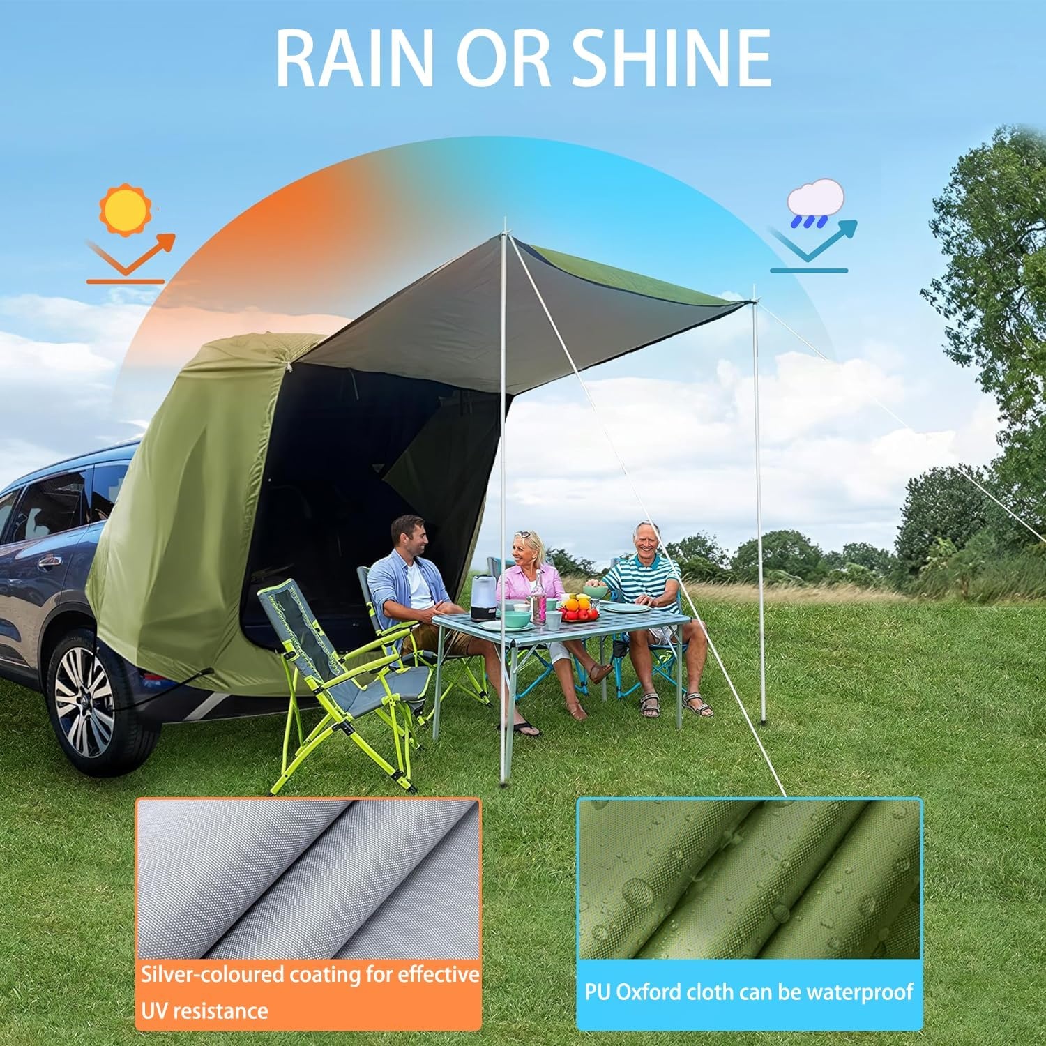 TOOSOAR Universele Achterkleptent voor Auto en SUV - Groen - 200 x 120 x 240 cm