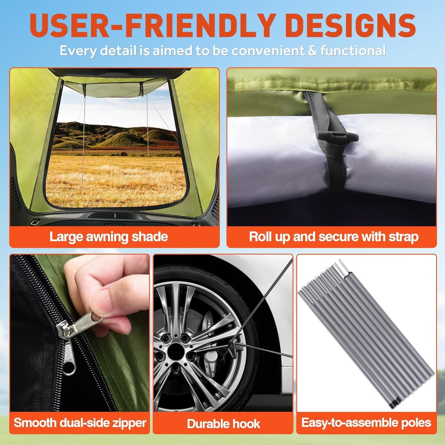 TOOSOAR Universele Achterkleptent voor Auto en SUV - Groen - 200 x 120 x 240 cm