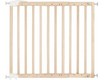 Badabulle Deco Pop, uitschuifbaar houten babyhekje, 63 tot 106 cm breed, babydeur met druk of schroef en traphekjes, naturel