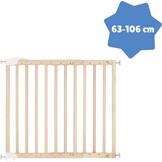 Badabulle Deco Pop, uitschuifbaar houten babyhekje, 63 tot 106 cm breed, babydeur met druk of schroef en traphekjes, naturel