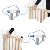 Badabulle Deco Pop, uitschuifbaar houten babyhekje, 63 tot 106 cm breed, babydeur met druk of schroef en traphekjes, naturel