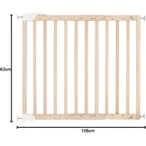 Badabulle Deco Pop, uitschuifbaar houten babyhekje, 63 tot 106 cm breed, babydeur met druk of schroef en traphekjes, naturel