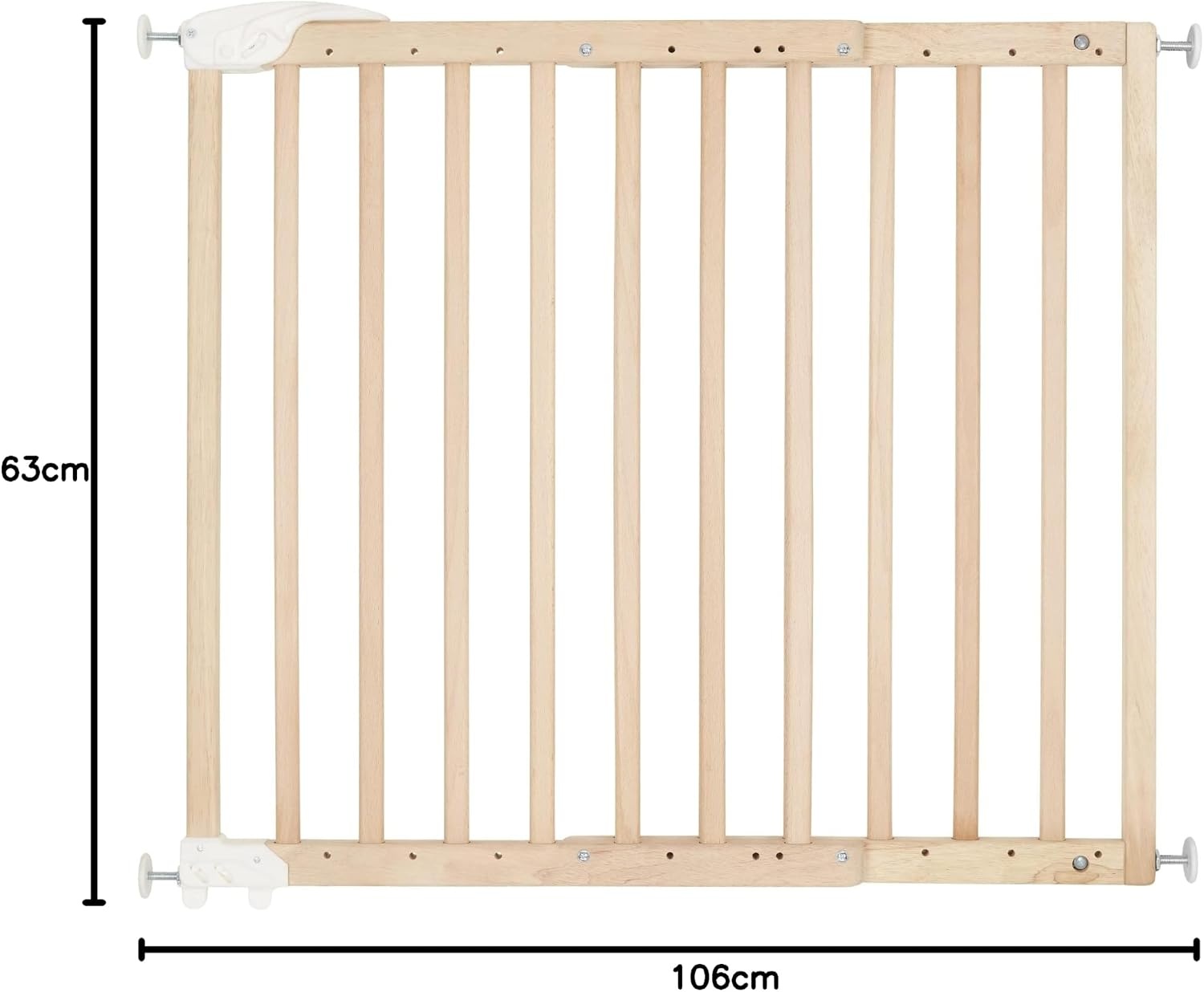 Badabulle Deco Pop, uitschuifbaar houten babyhekje, 63 tot 106 cm breed, babydeur met druk of schroef en traphekjes, naturel