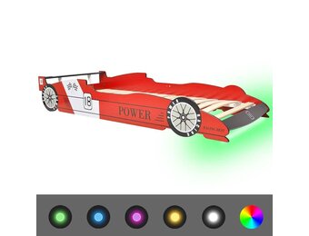 vidaXL Kinderbed raceauto met LED-verlichting rood 90x200 cm