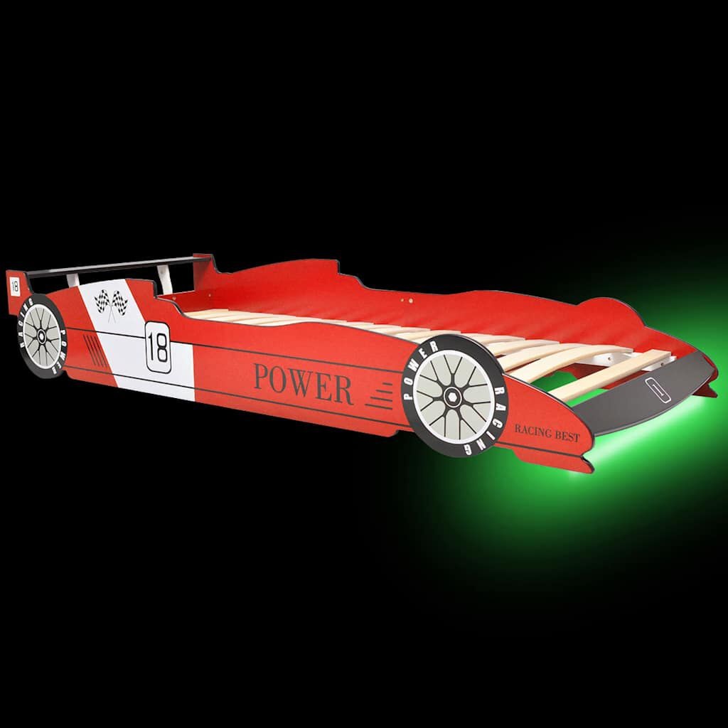 vidaXL Kinderbed raceauto met LED-verlichting rood 90x200 cm
