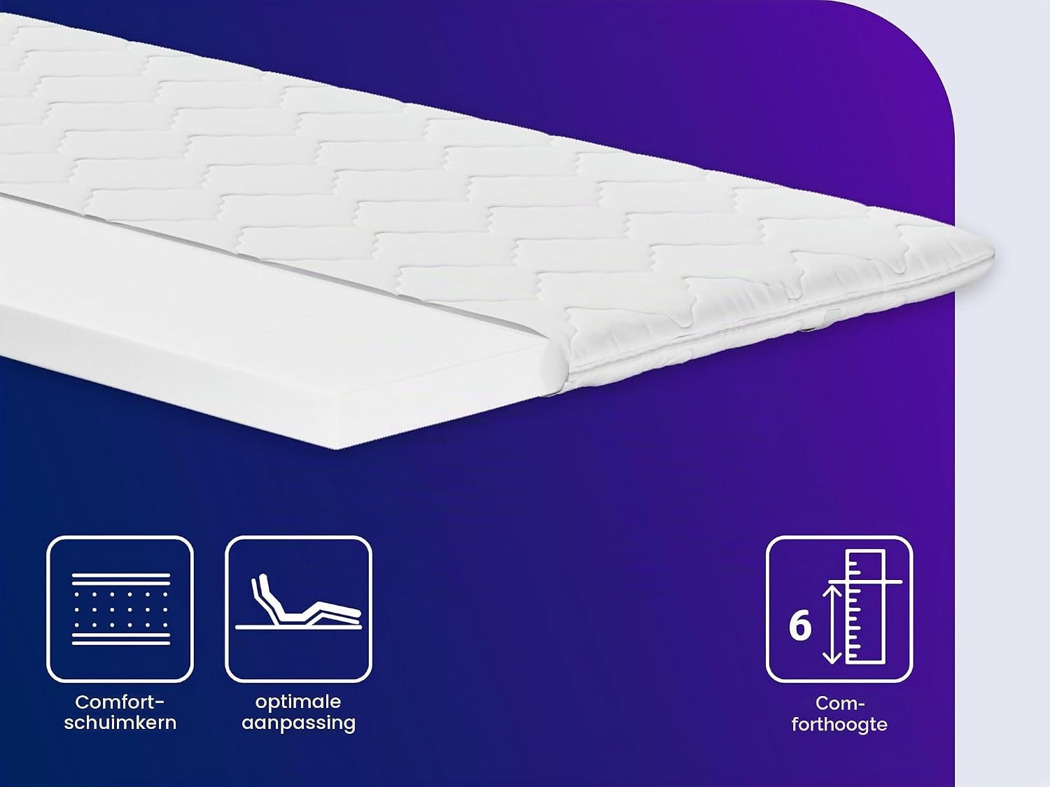 Traumnacht Comfortschuim Matrastopper - Ergonomisch & Drukverlagend - 80 x 200 cm - Wit