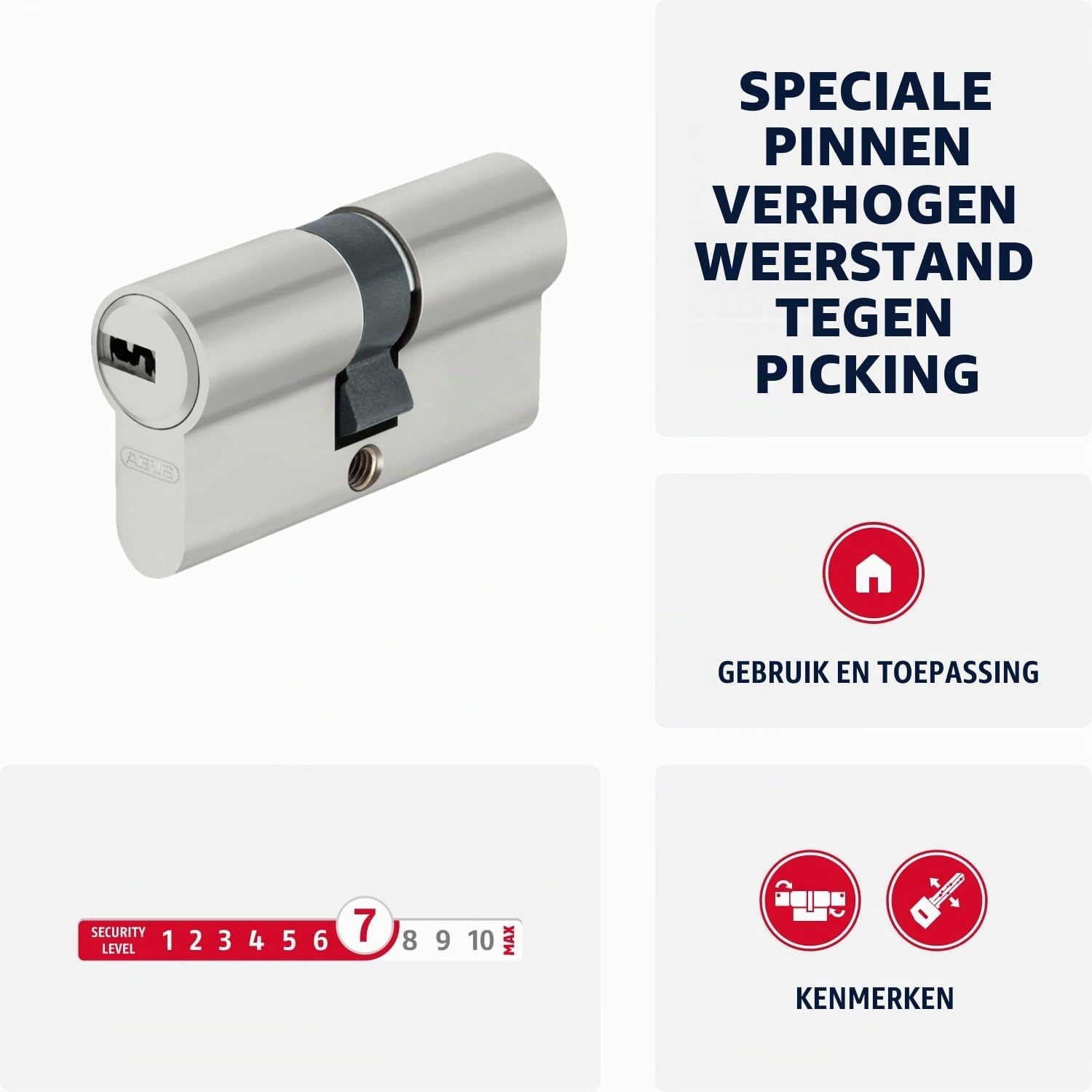 ABUS Profielcilinder D6XNP 40/55 - Dubbele Cilinder, 5 Sleutels - Maat 40/55