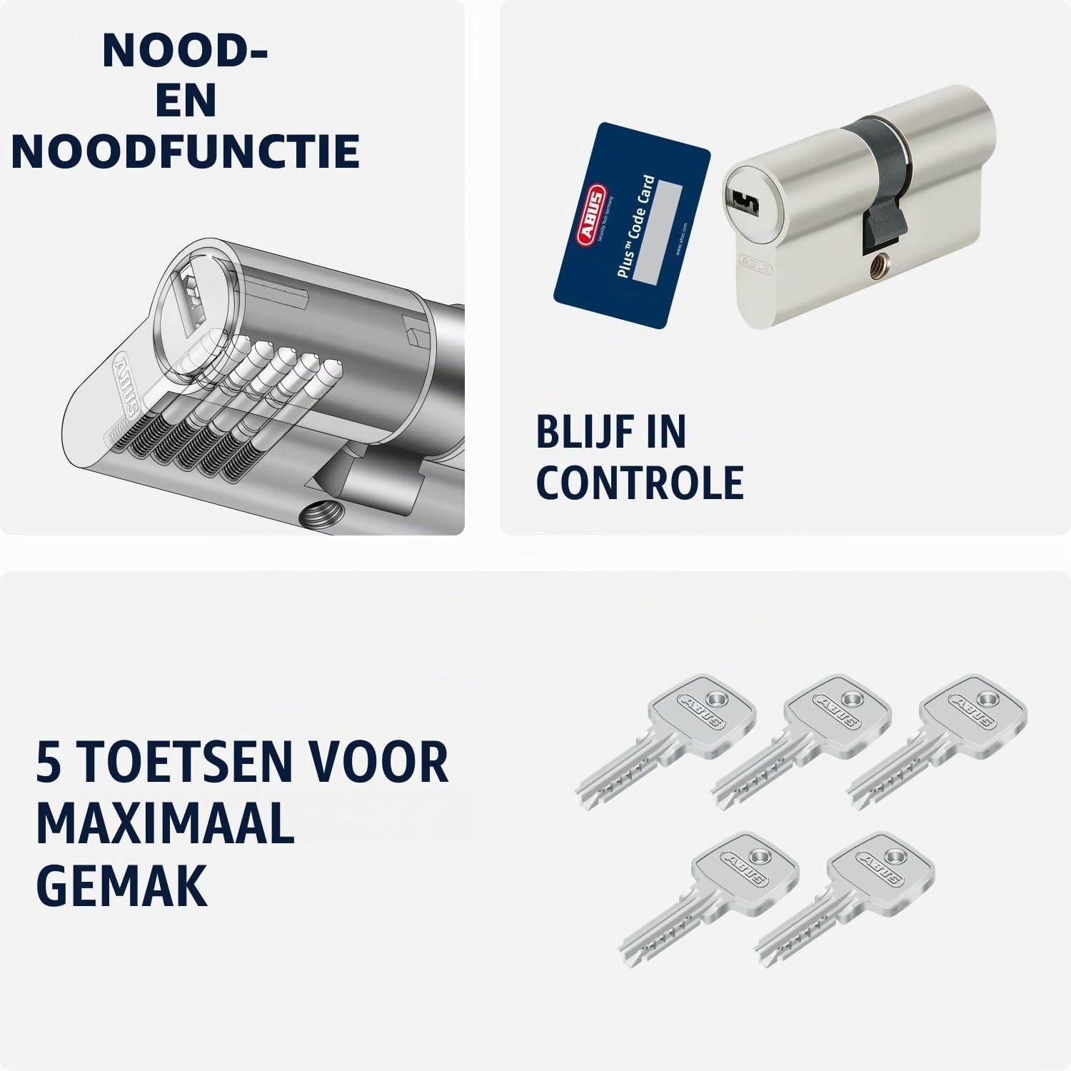 ABUS Profielcilinder D6XNP 40/55 - Dubbele Cilinder, 5 Sleutels - Maat 40/55